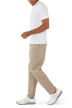 Straight-Leg Seersucker Linen Pants
